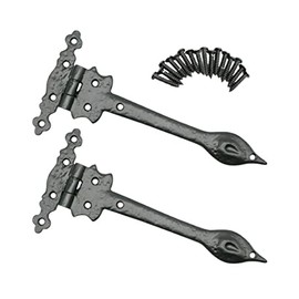Black Antique Door Spear Door Hinge 9 Inch False Tee Door Hinges Decorative Victorian Spear Garage Gate Hinge Sliding Door Front Hinge with Matching Fixing Screws Pack of 2.