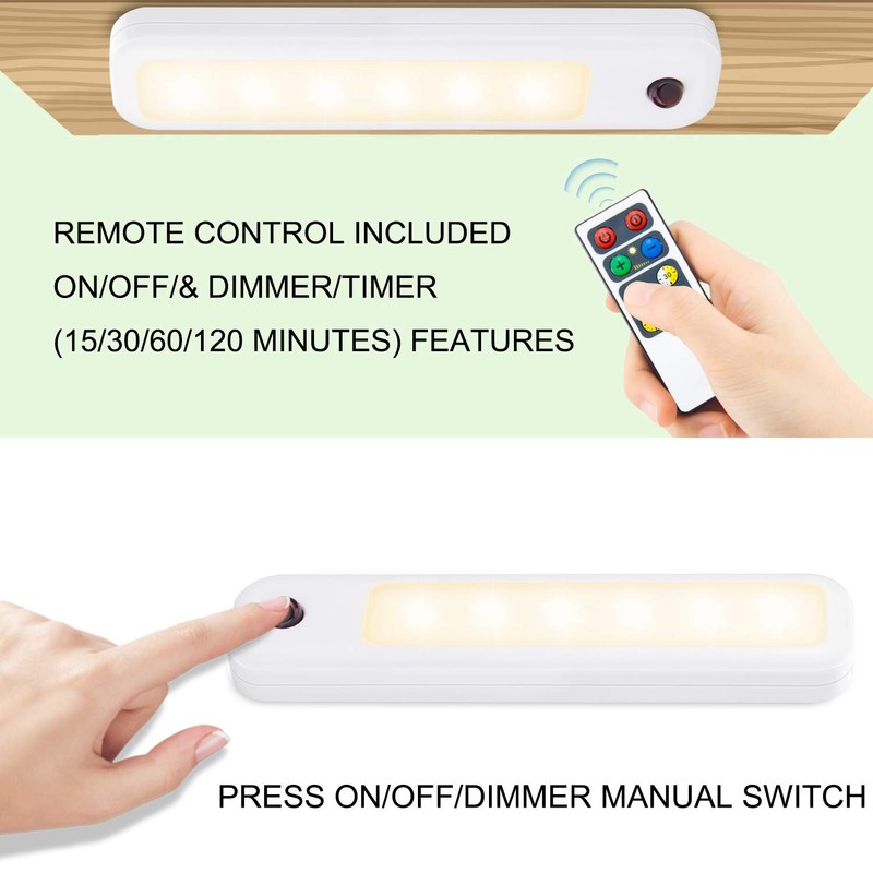 HONWELL Closet Light with Remote, Battery Operated Cabinet Light, Wireless