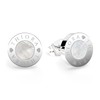 THIORA Women's Stud Earrings - "Fiji Pearl" | Mother of Pearl Earrings | Stainless Steel 18 Carat Gold or Rose Gold Plated | Unique Pearls | 9 mm Diameter | Quality Jewellery, Stainless Steel