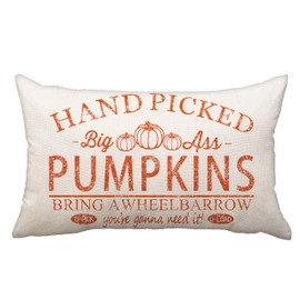 Fall Pillow Covers 12x20 inch Hand Picked Pumpkin Lumbar Throw Pillow for Fall Farmhouse Decorations Fall Pillows Outdoor Decorative Cushion Case for Couch