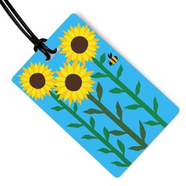 R. Nichols Sunflower Luggage Tag - Sturdy Waterproof Plastic Travel Labels for Baggage, Suitcases, Backpacks, and Diaper Bags, 2.5 Inch x 4 Inch Tag with Black Loop Attachments
