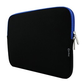 Emartbuy Black/Blue 12.5-14.4 Inch Water Resistant Neoprene Soft Zip Case Cover Sleeve With Blue Interior & Zip Compatible with Laptops Listed Below