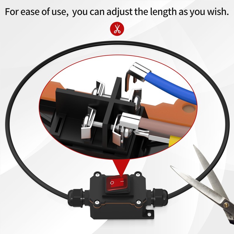 RVBOATPAT 20A 125V AC DPST Waterproof IP66 Inline Power Switch