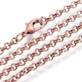 Bohemian Findings 5 Antique Copper Tone Rolo Chain Necklaces 18" - 3mm - N400
