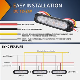 Nilight 4PCS 6LED Amber Green Emergency Strobe lights 12V 24V Surface Mount Flashing Warning Hazard Light Ultra Slim Sync Feature Grille for Cars Trucks Van Off Road Vehicles SUV