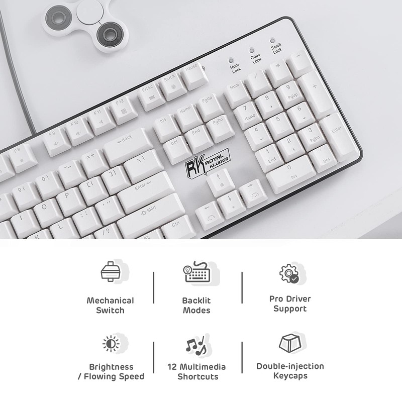 RK ROYAL KLUDGE RK920 Full Size Mechanical Keyboard, Rainbow Backlit