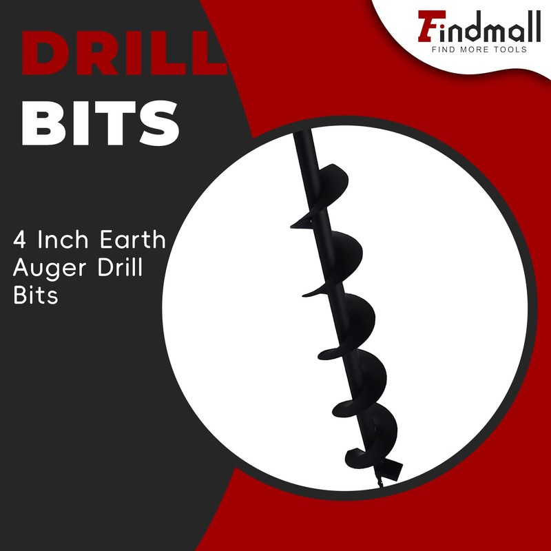 findmall Earth Auger Drill Bits 4" 6" 8" 10" 12"