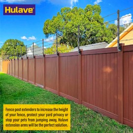 Hulave 12-Pack Fence Post Extender, High 32" Fence Barbed Wire Extend Arm, Used to add Height to Wood Fences for Privacy and to Prevent Animals from Jumping Away and Breaking in (Matte-Black)