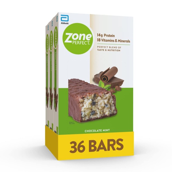 ZonePerfect Protein Bars, 14g Protein, 18 Vitamins & Minerals, Nutritious Snack Bar, Chocolate Mint, 36 Bars