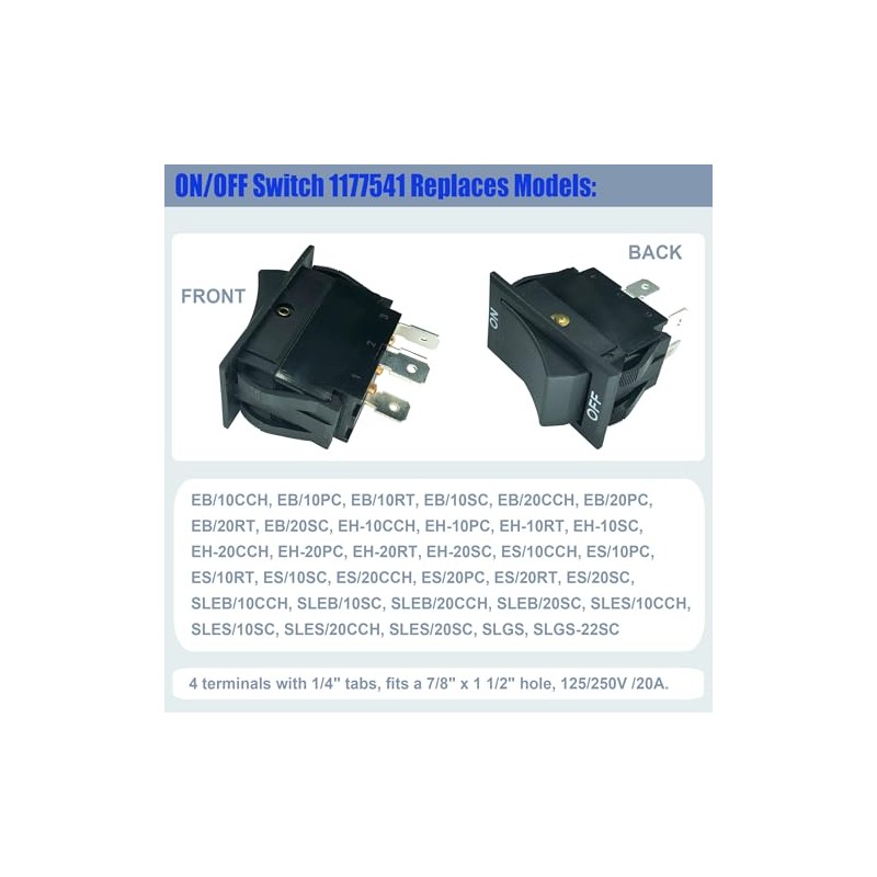 DTAIR 1177541 Range Power Switch Replacement for Southbend Range 20A(SPDT)