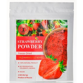 Wild Harvested Strawberry Freeze-Dried Powder – 2 Oz – Natural Strawberry Powder, No added sugar, No GMOs
