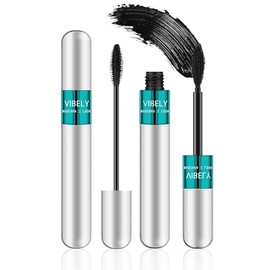 2 in 1 Mascara 5x Longer Waterproof Lash Cosmetics Natural Lengthening and Thickening Effect No Clumping Superstrong Magic 4d Silk Fiber for Vibely Ma
