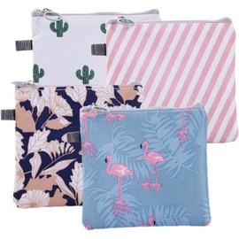 Bolsa de Almacenamiento de Toallas Sanitarias de Poliéster 4 Piezas Cierre Zipper, Práctico para Guardar Compresas Menstruales, Formato Compacto, Lote de 4 Unidades