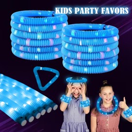 ERGDUTNK Blue 36PCS Light Up Pop Fidget Tubes Party Favors-Glow in The Dark Party Supplies for Kids and Adults, Perfect for Festivals, Birthday Parties, Raves, Concerts, and Camping Decorations