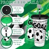 Domensi 12 Pcs Soccer Plastic Tumbler with Lid and Straw