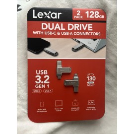 Lexar 128GB DUAL DRIVE USB-C & USB-A. 3.2 GEN 1 JumpDrive Flash Storage Memory