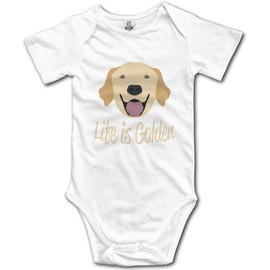 Nepairr Life is Golden Cartoon Infant Toddler Rompers Baby Short Sleeves Onesie Bodysuit Unisex,White