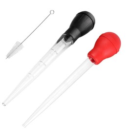 2 PcsTurkey Baster, Chicken Turkey Poultry Meat BBQ Baster Syringe Tube, Kitchen Cooking Tools Kitchen Chicken Turkey Poultry Meat BBQ Food Flavour Baster (Black and Red）