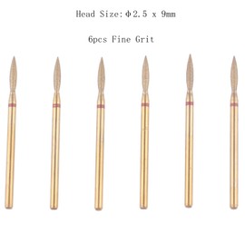 MZCMSL Flame Cuticle Drill Bit Set with Case, 6pcs Pro Diamond Nail Bits for Nail Salon Manicure (Fine)