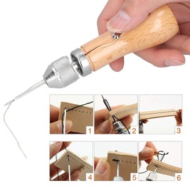 Sewing Awl Leather, Leather Awl Kit Leather Sewing Kit Hand Sewing Leather Tool for DIY Leathercraft Canvas Bags
