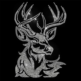 ANATTASOUL Iron On Rhinestone Transfer Sticker Crystal Iron-On Sticker Deer Hotfix Bling Rhinestone Patch For Clothing Hat Carry Bag DIY Crafts Gifts Festival