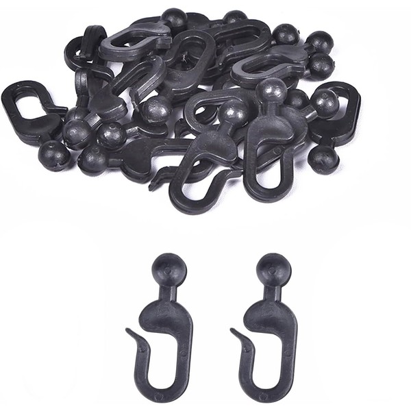 Plastic Hooks for Gazebo Curtains and Mosquito Netting, 36 Pack,Black