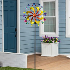 QVC Plow & Hearth Interchangeable Garden Wind Spinner - Color: Yellow