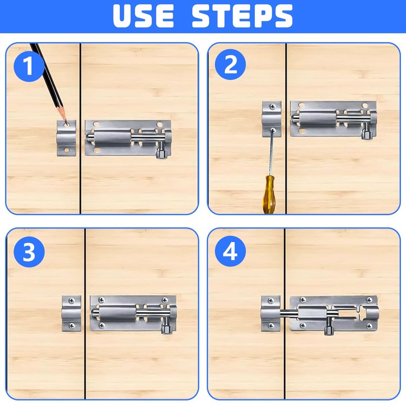 NINGYER 24 Pieces Sliding Latch, Stainless Steel Deadbolt Lock with