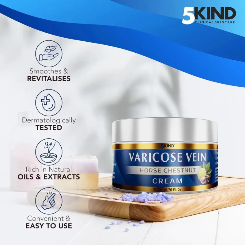 5kind - Crema Profesional Para Venas Varicosas, 6.76 Onzas L