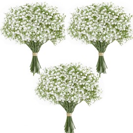 Serwalin 𝟯𝟯𝗣𝗰𝘀 Babys Breath Artificial Flowers, Faux Baby Breath Flowers Artificial Bulk Fake White Gypsophila Bouquet Real Touch Flowers for Wedding Floral Arrangement Party Home Decor