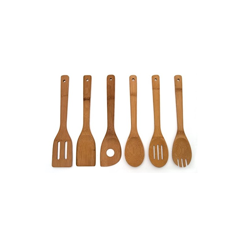 Lipper International 826 Bamboo Wood Kitchen Tools in Mesh Bag,
