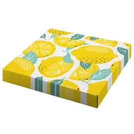 Heyiminy 20Pcs Lemon Napkins, 13*13 In Lemon Paper Napkins, Lemon Cocktail Napkins, Summer Fruit Disposable Napkins Lemon Beverage Dinner Hand Towels for Summer Party Decorations Supplies Table Decor