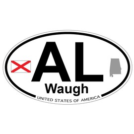 US Decal, Inc. Waugh, Alabama Oval Sticker with State Flag