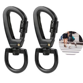 Carabiner Hook with Swivel, Twist Locking Carabiner Clips, Pack of 2 Carabiner Hooks for Climbing, Heavy Duty Screw Carabiner for Hammocks, Camping, Keychain, Safe Dogs (2 Pieces)