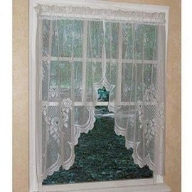 Curtain Chic Cameo Rose Swag, White