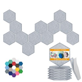 Hexagonal Acoustic Panels-12 Pack High-Density Sound Absorbing Panels 12"X10"X0.4" for Enhanced Noise Reduction, DIY Design, Idea for Studios, Offices, and Home Theaters(Silver Gray)