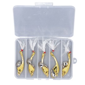 5pcs Metal VIB Fishing Lure Professional Rotating Sequins Lure Bait Fishing Lures Set with Feathers for Fishing Accessory 15g/0.5oz