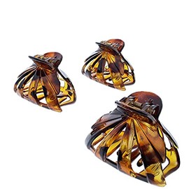 Pack of 3 Tortoiseshell 7cm Birdcage Shaped Hair Claws/Clamps