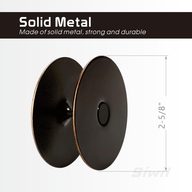 Siwil Door Hole Cover Plate Black, 2-5/8" Diameter Solid Steel,