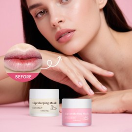 24H Lip Mask Set, Lip Sleeping Masks, Day and Night Lip Care, Strawberry Lip Balms + Coconut Lip Moisturiser