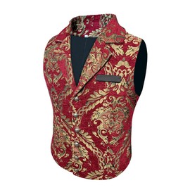 COMBACK Mens Victorian Gothic Suit Vest Steampunk Waistcoat (Large, Wine Red)