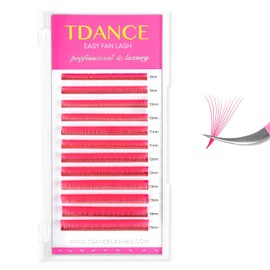 TDANCE TDANCE Colorful Easy Fan Volume Lashes Eyelash Extension Supplies Rapid Blooming Volume Eyelash Extensions Thickness 0.07 D Curl Mix 8-15mm Self Fanning Eyelashes Extension (Pink,D-0.07,8-15mm)