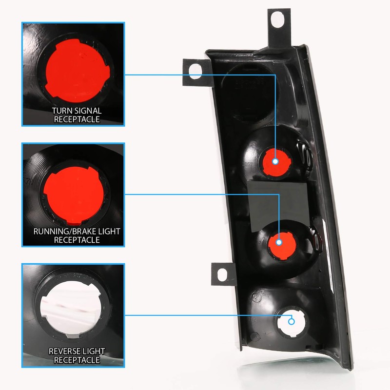AmeriLite Black Replacement Brake Tail Lights Set For Chevy Express