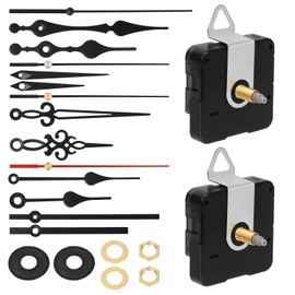 Tanstic 2 Sets Clock Movement Mechanism, Silent Quartz DIY Wall Clock Mechanism 20mm/0.8” Shaft with 5 Different Clock Hands Repair Parts Replacement