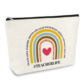 Teacher Life Bag Teacher Appreciation Gifts Cosmetic Bag for Women PVC Makeup Bags Birthday Teachers' Day Graduation Gift for Teachers Thank You Gift Travel Organizer Toiletry Bags