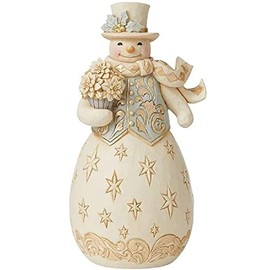 Enesco Jim Shore Heartwood Creek Holiday Lustre Snowman with Flowers Figurine