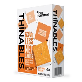 Fiber Gourmet Original Thinables Baked Cheese Crackers – Low Calorie, High Fiber Snack – 6g Net Carbs, 70 Calories, 13g Fiber, 5g Protein – Kosher, Made in USA with Real Cheese - 4.25 oz