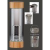 Tryeh Double-Wall Glass Travel Tumbler W/Removable infuser Bamboo lid.