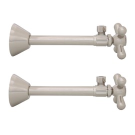 Westbrass D1112X-2-05 Cross Handle Angle Stop Shut Off Valve 1/2" Copper Sweat x 3/8" OD Compression Outlet, Polished Nickel (2-Pack)