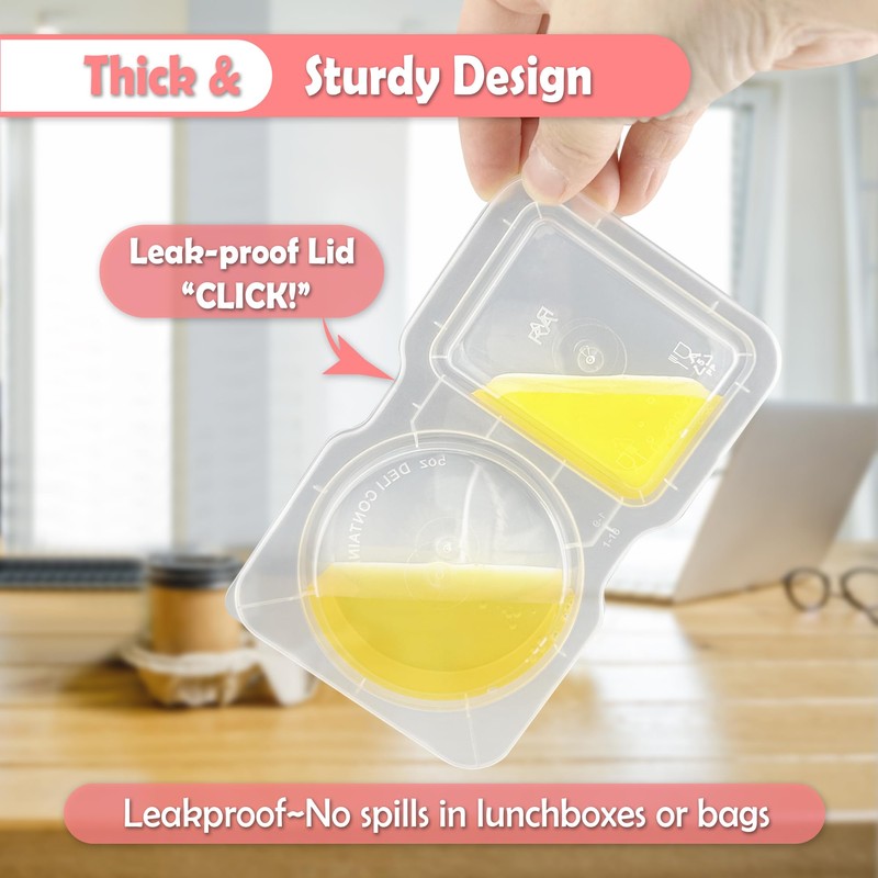 LACEEZEN 20Pack Reusable Snack Containers with Lids, Two Compartment Condiment
